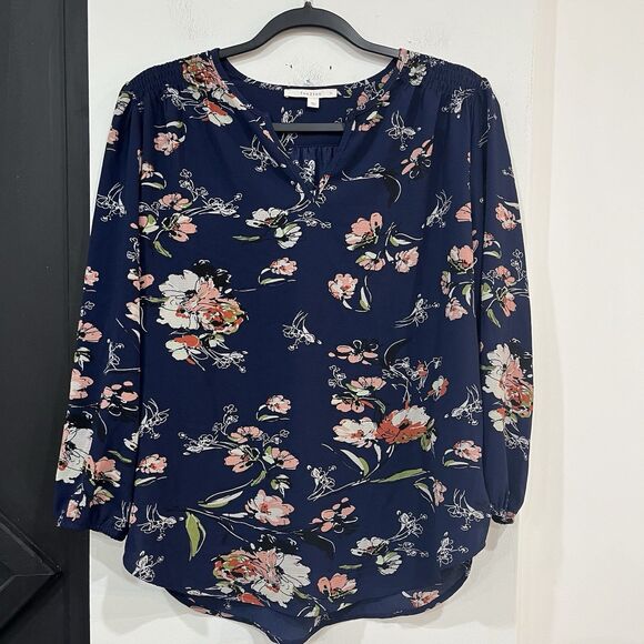 NWOT Stitch Fix fun2fun Floral Blouse Blue Boho Size Small - Picture 1 of 4